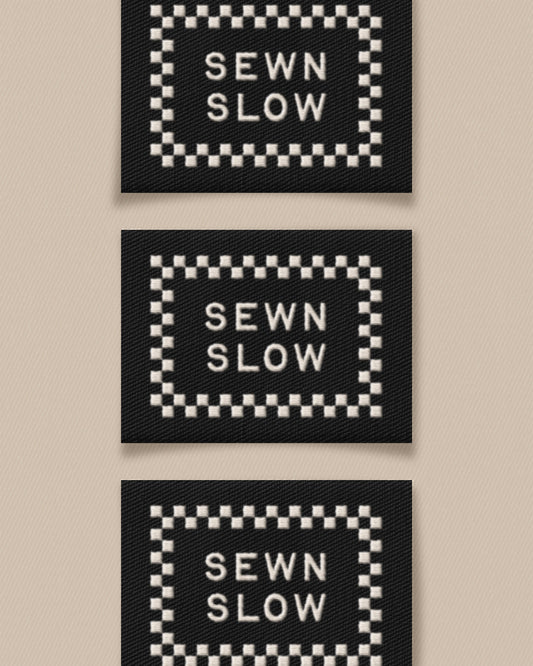 Sewn Slow Black Large Garment Labels