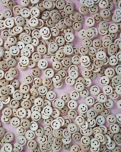 Smiley Face 1/2" Wood Buttons