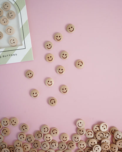 Smiley Face 1/2" Wood Buttons
