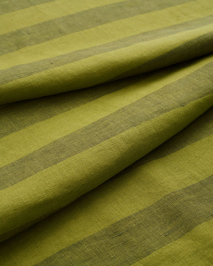 Spanish Olive Club Stripe Washed Linen