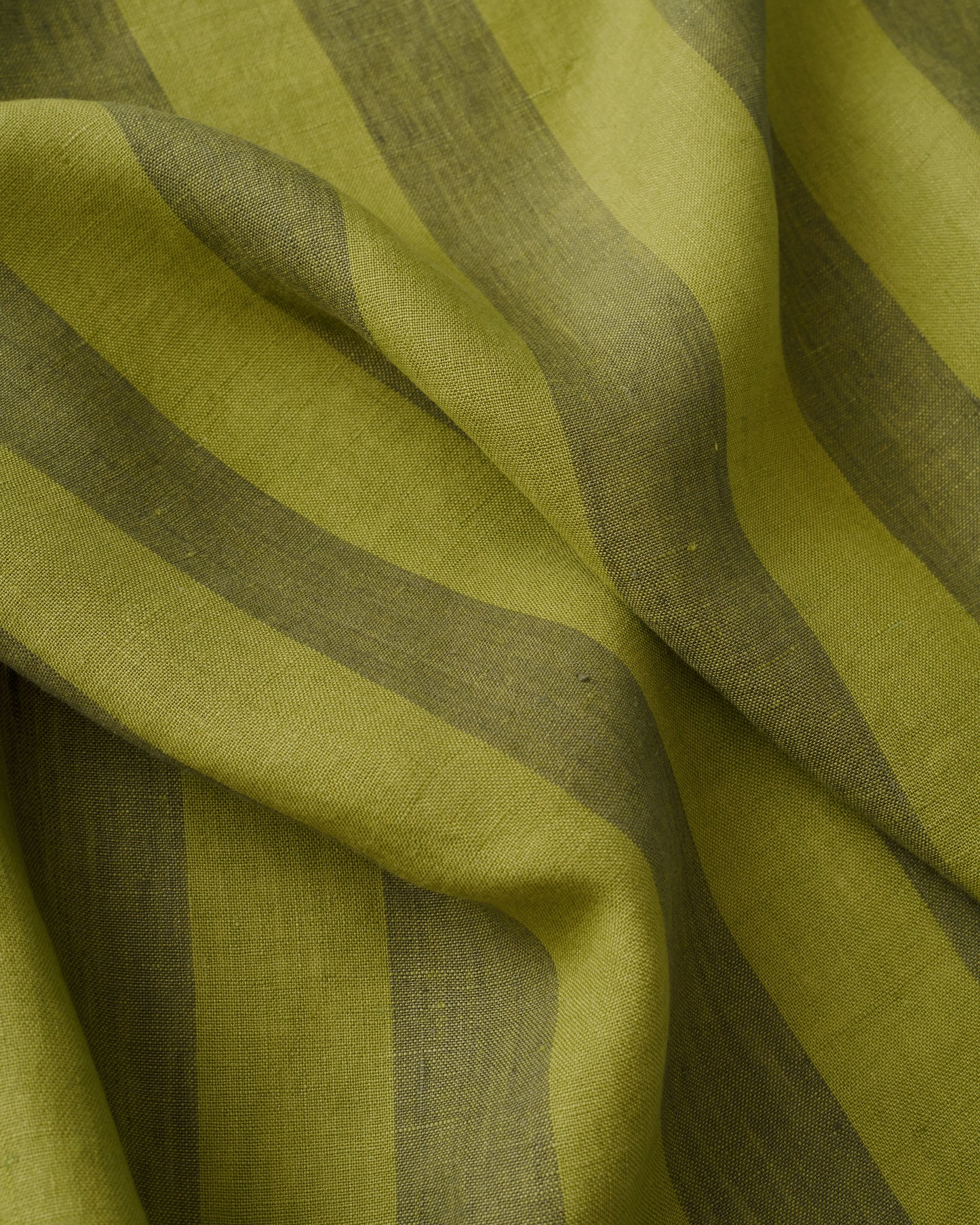 Spanish Olive Club Stripe Washed Linen