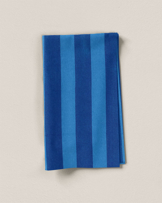 Blue Big Stripe Screen Print Cotton