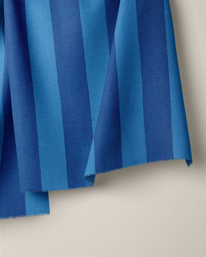 Blue Big Stripe Screen Print Cotton
