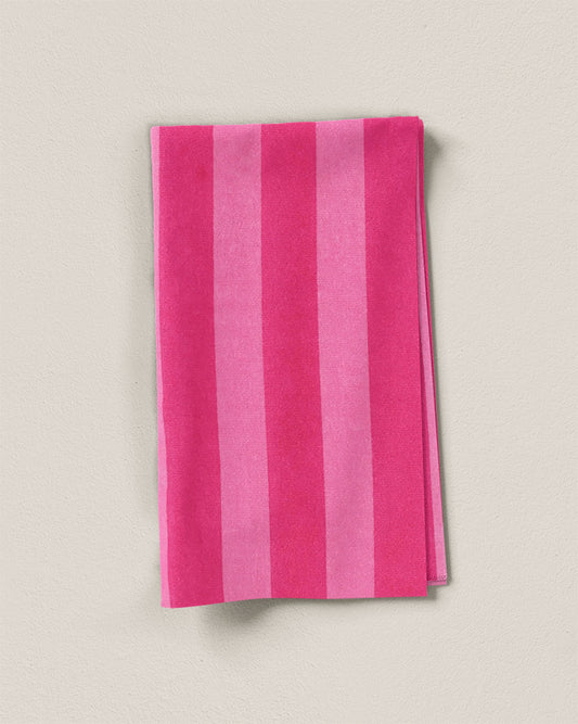 Pink Big Stripe Screen Print Cotton