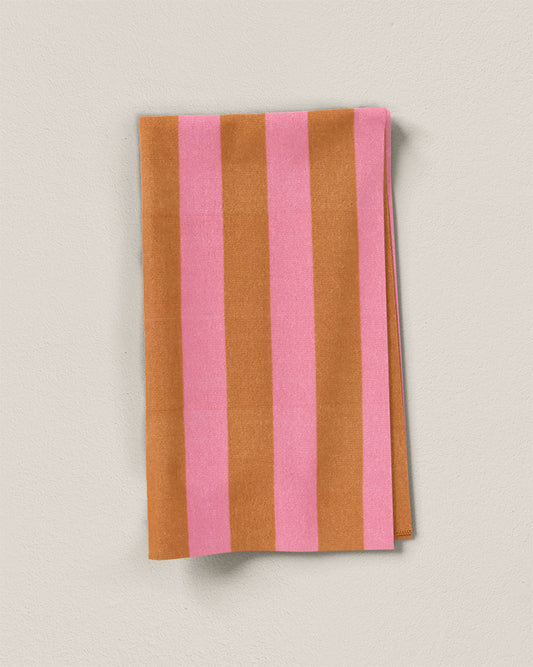 Pink and Tan Big Stripe Screen Print Cotton