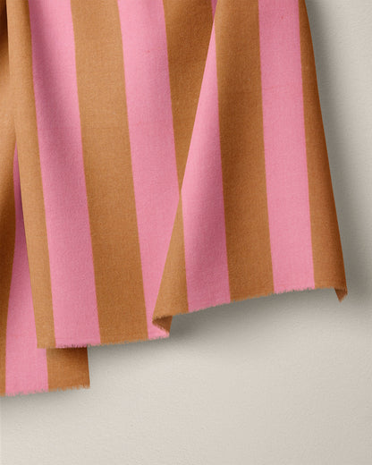 Pink and Tan Big Stripe Screen Print Cotton