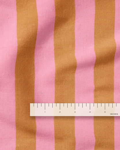 Pink and Tan Big Stripe Screen Print Cotton