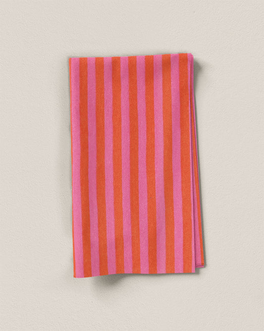 Pink and Orange Small Stripe Screen Print Cotton