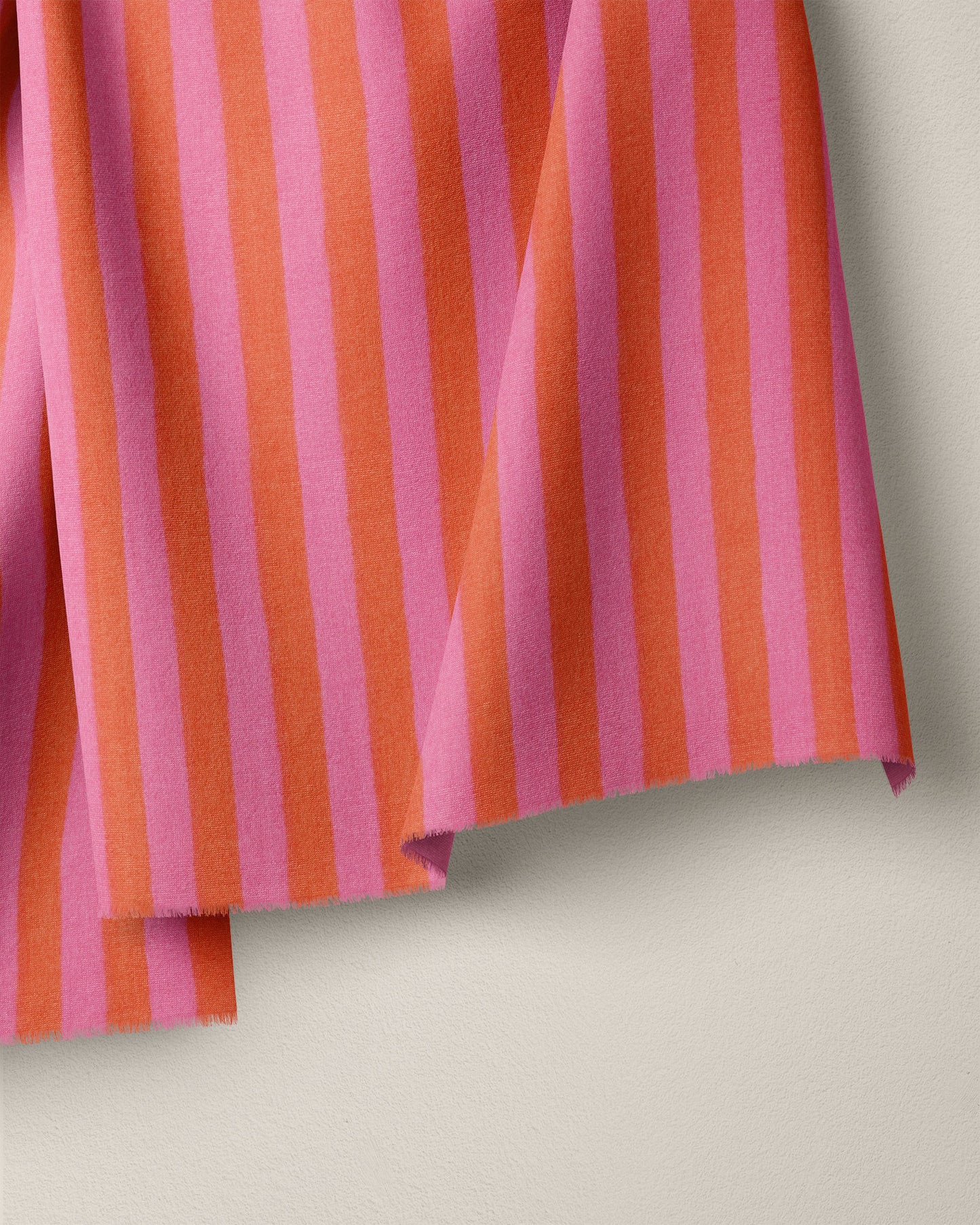 Pink and Orange Small Stripe Screen Print Cotton