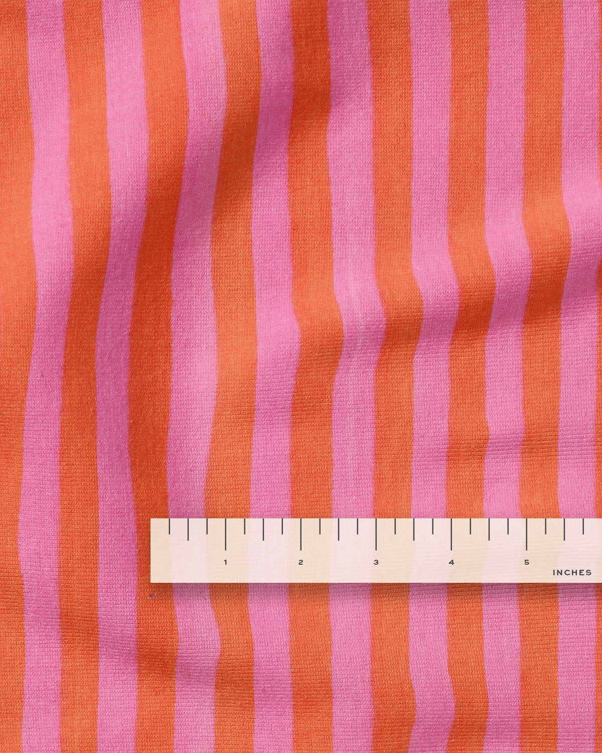 Pink and Orange Small Stripe Screen Print Cotton