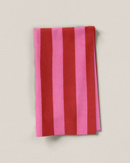 Magenta and Red Big Stripe Screen Print Cotton