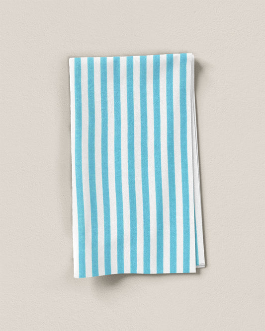 Aqua Small Stripe Screen Print Cotton
