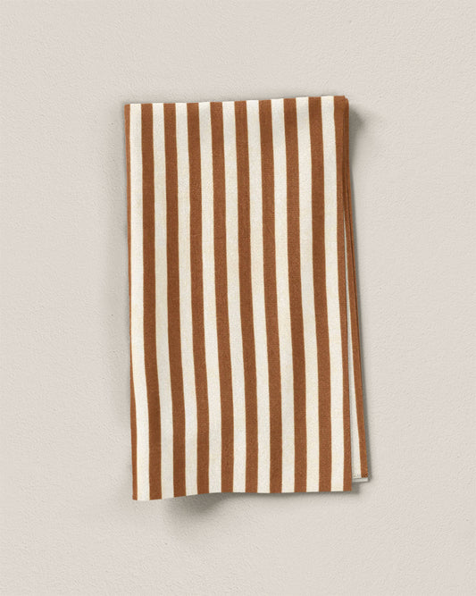Brown Small Stripe Screen Print Cotton