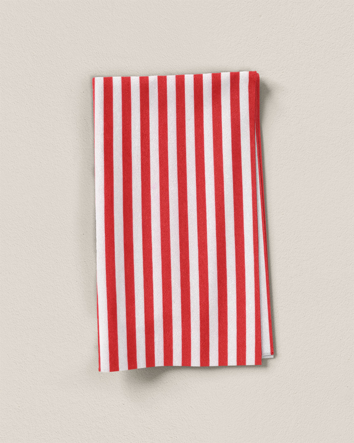 Cherry Red Small Stripe Screen Print Cotton