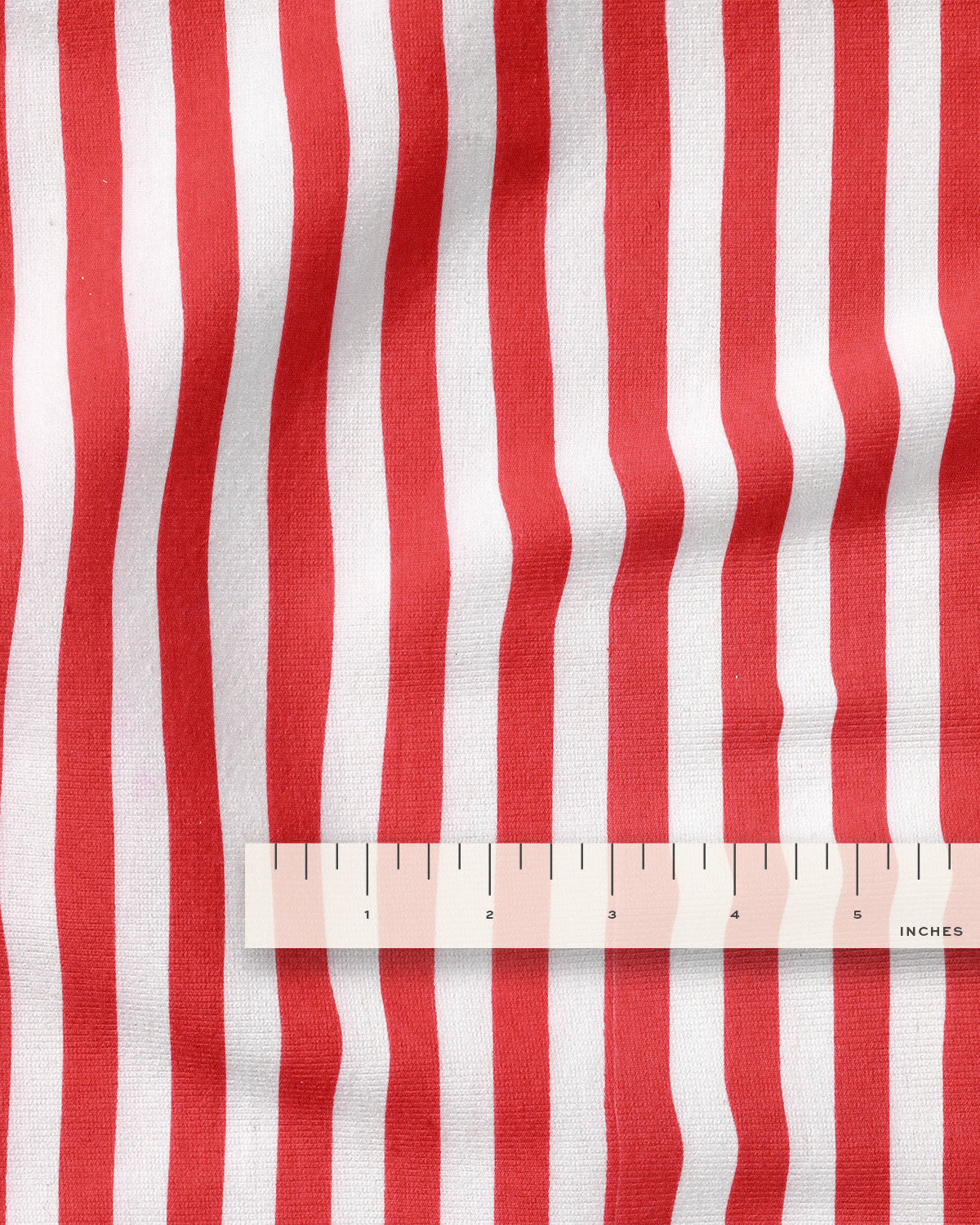 Cherry Red Small Stripe Screen Print Cotton