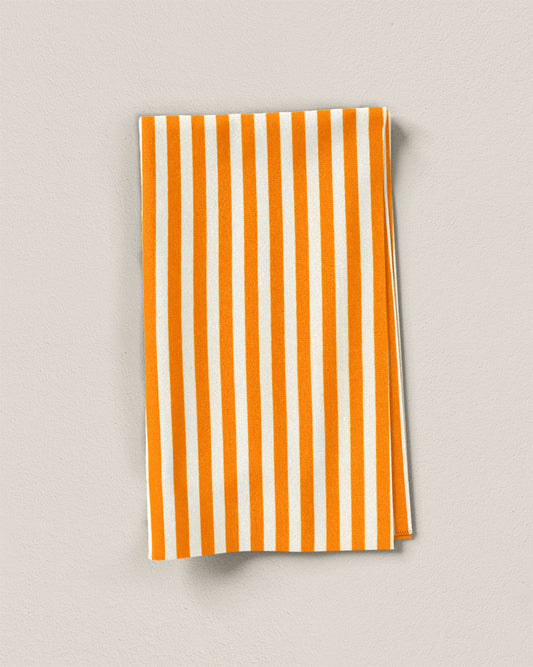 Orange Small Stripe Screen Print Cotton