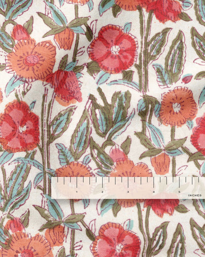Summer Poppies Block Print Cotton