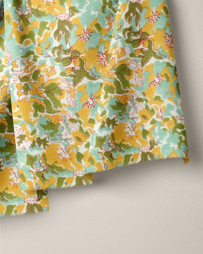 Watercolor Floral Block Print Cotton