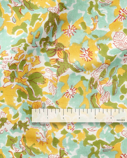 Watercolor Floral Block Print Cotton