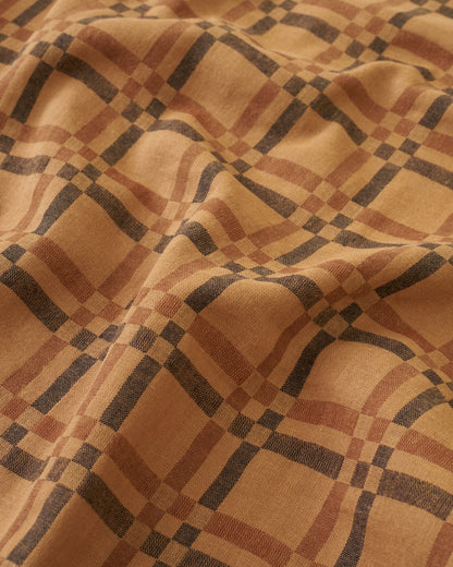 Almond Butter Railroad Check Woven Linen Cotton