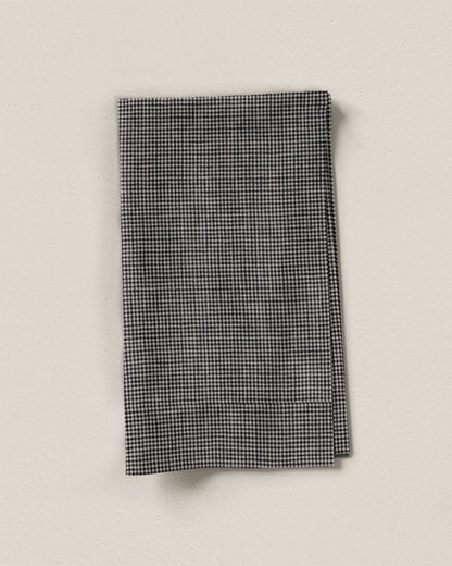 Tiny Black and Natural Gingham Linen