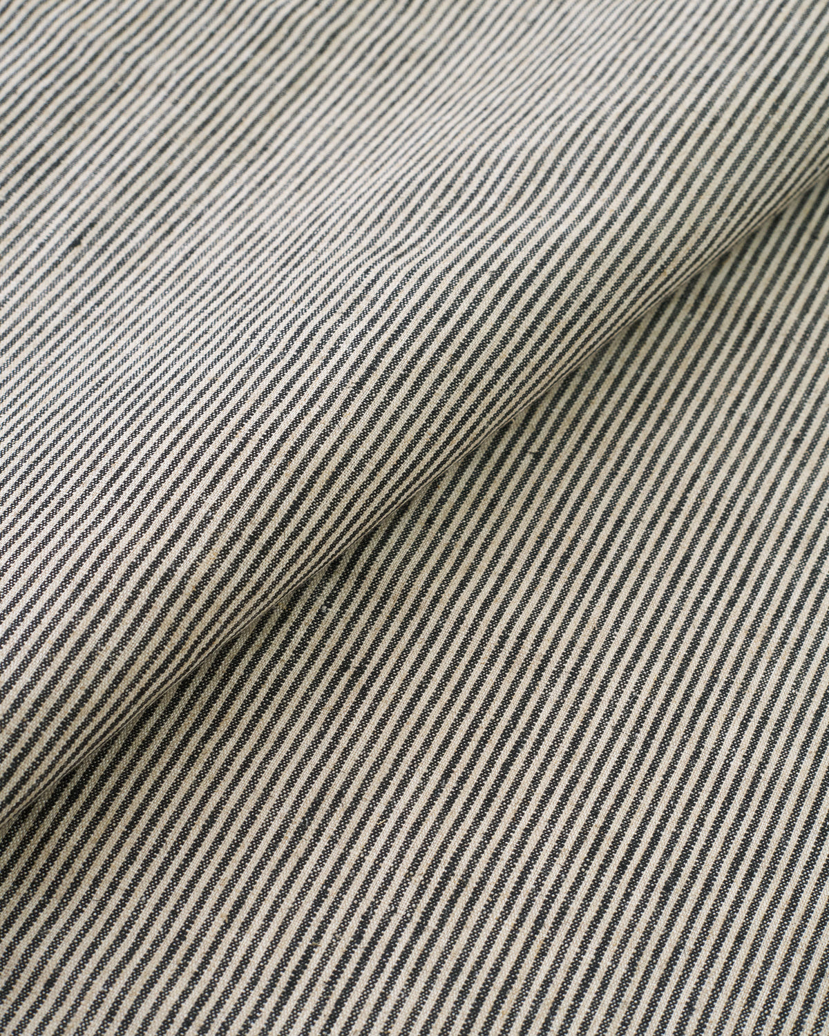 Black and Oat Railroad Stripe Linen Rayon