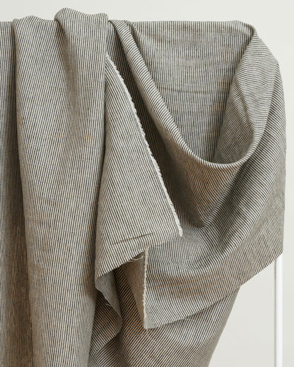 Black and Oat Railroad Stripe Linen Rayon