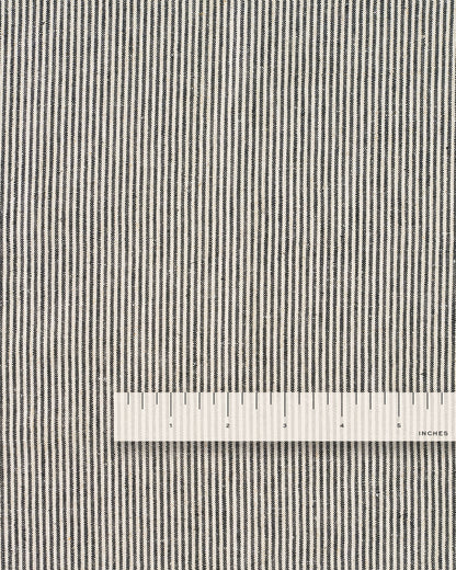 Black and Oat Railroad Stripe Linen Rayon