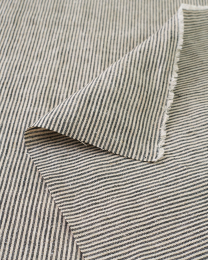 Black and Oat Railroad Stripe Linen Rayon