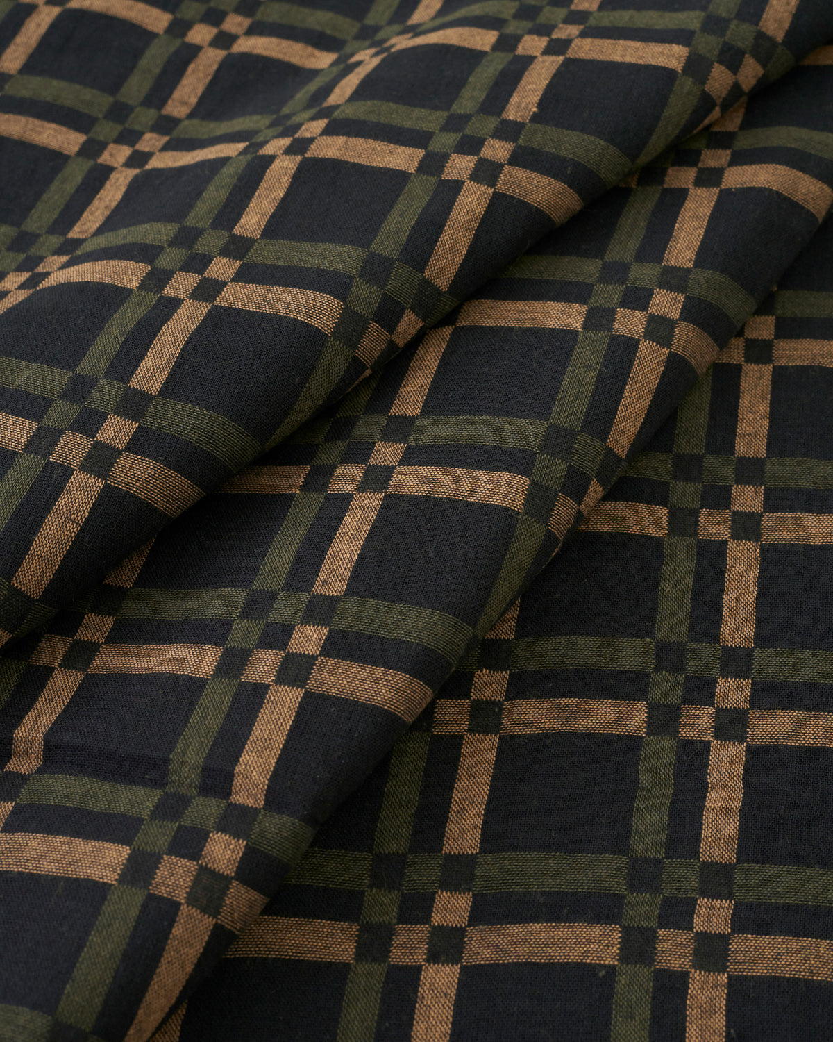 Black Forest Railroad Check Woven Linen Cotton