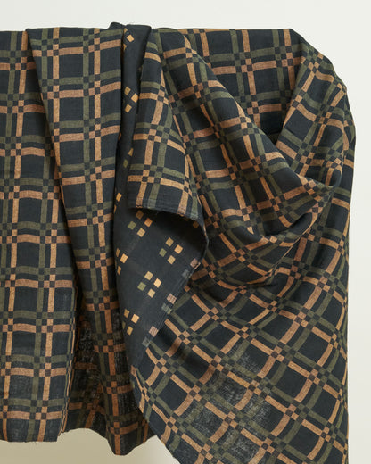Black Forest Railroad Check Woven Linen Cotton