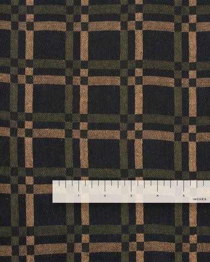 Black Forest Railroad Check Woven Linen Cotton