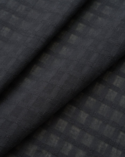 Black Grid Check Dobby Cotton
