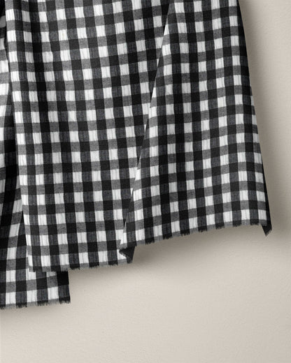 Black Medium Gingham Cotton Seersucker