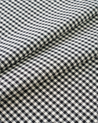 Black Micro Gingham Luxury Cotton Silk