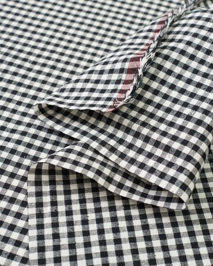 Black Micro Gingham Luxury Cotton Silk