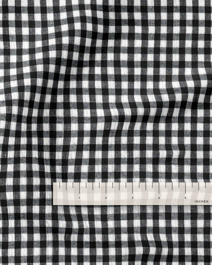 Black Small Gingham Cotton Seersucker
