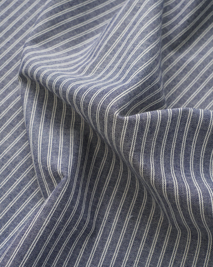 Blue and White Double Stripe Linen Cotton