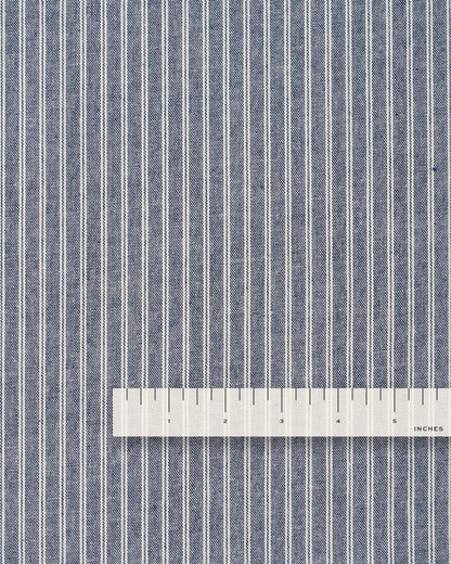 Blue and White Double Stripe Linen Cotton