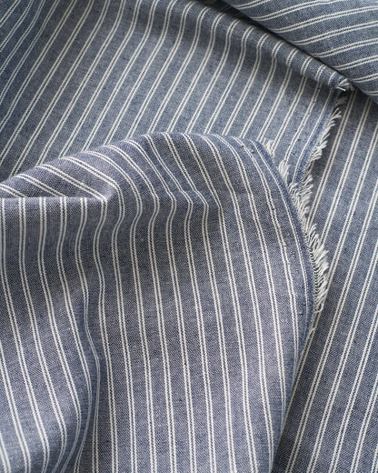 Blue and White Double Stripe Linen Cotton