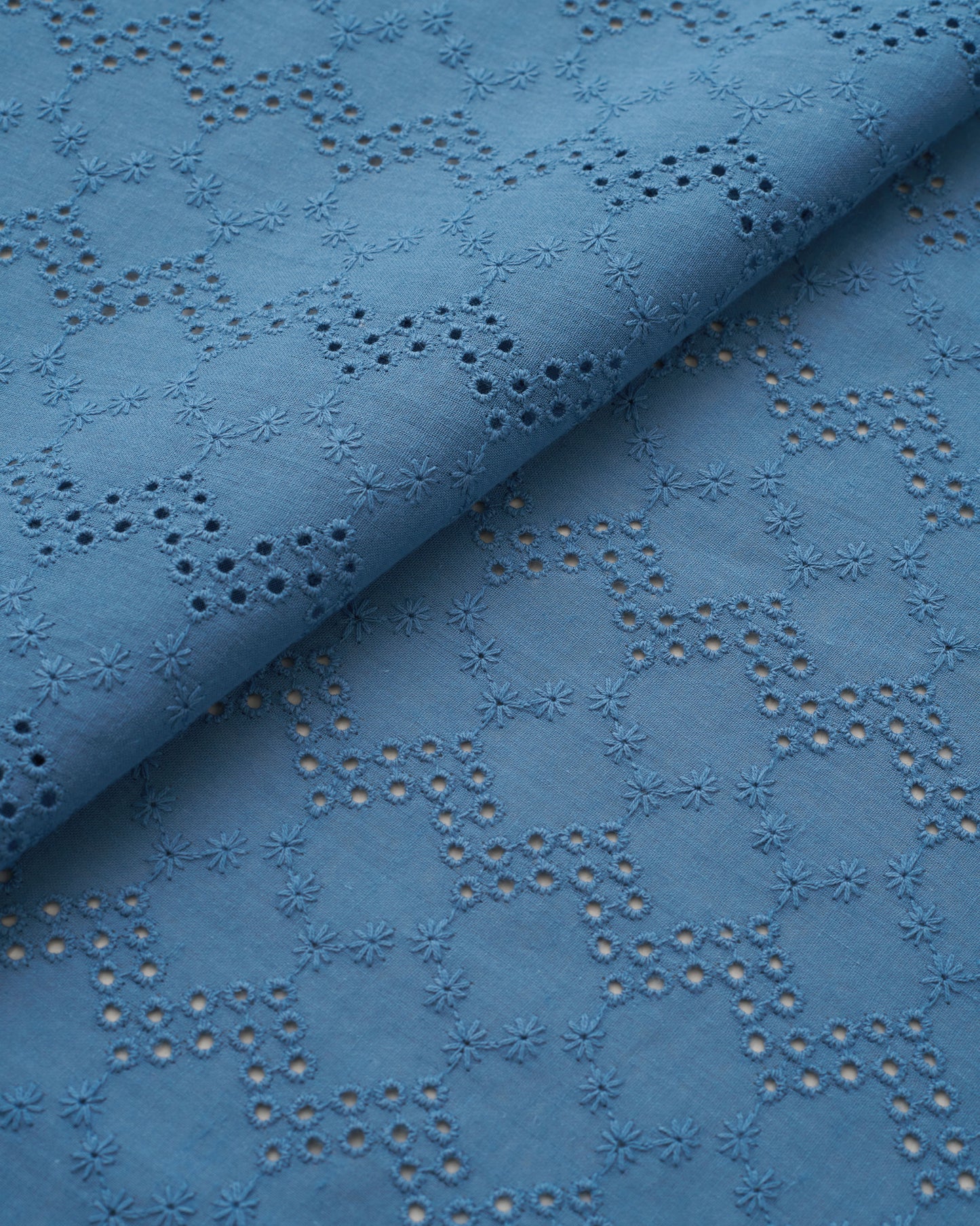 Blue Honeycomb Cotton Eyelet