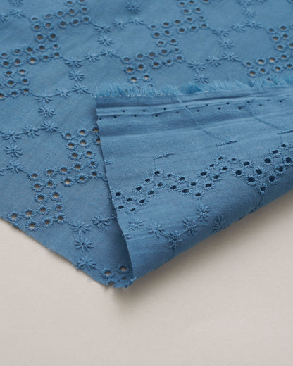 Blue Honeycomb Cotton Eyelet