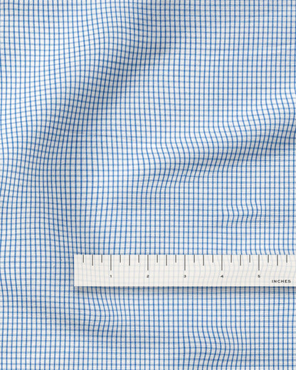 Blue Mini Check Cotton Shirting