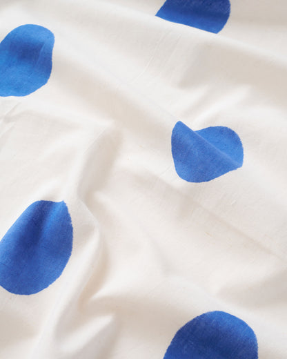 Blue Oval Dot Block Print on Cotton Flex