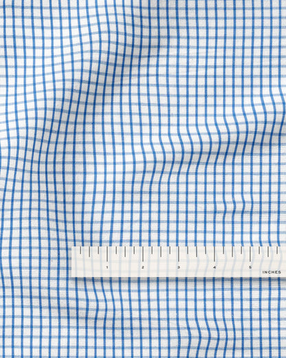 Blue Small Check Cotton Shirting