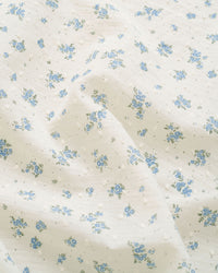 Blue Swiss Dot Blooms Cotton