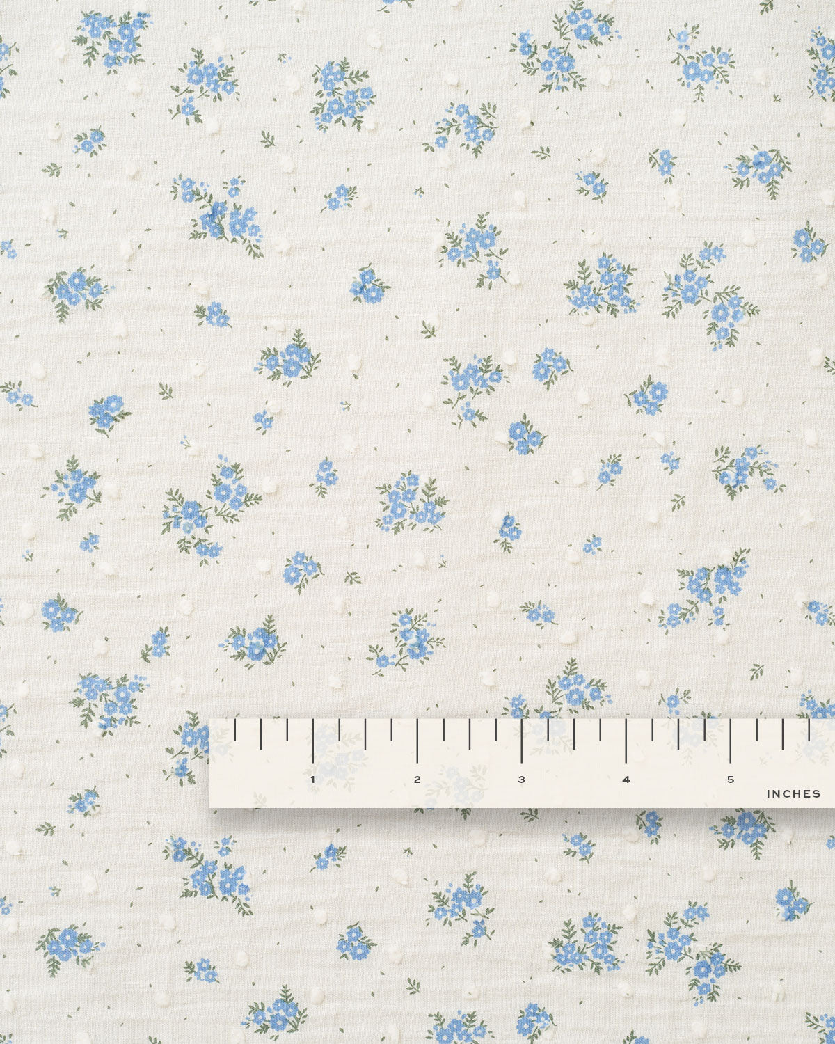 Blue Swiss Dot Blooms Cotton