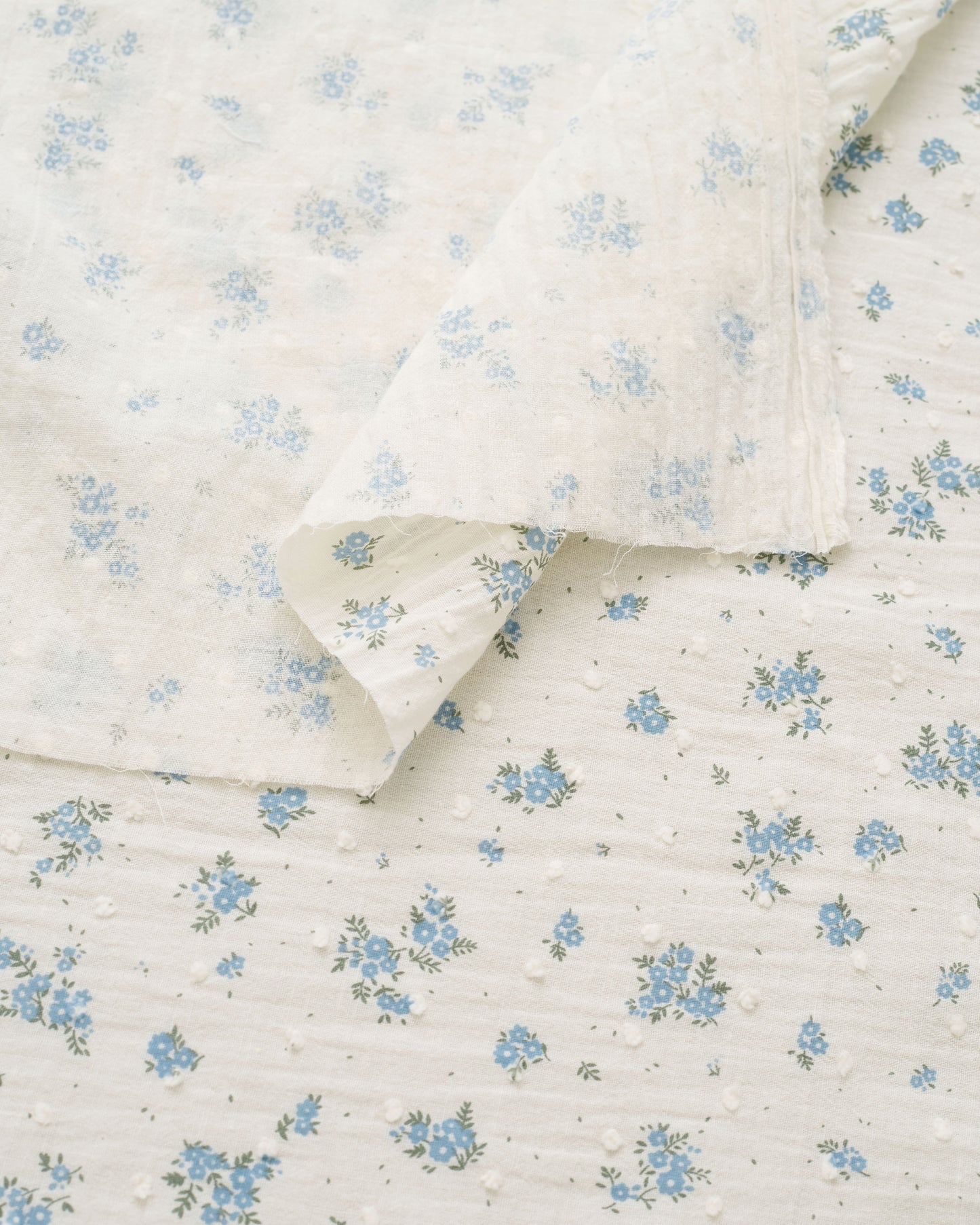 Blue Swiss Dot Blooms Cotton