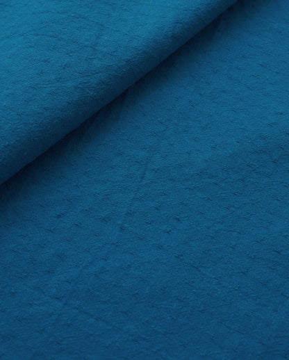 Blue Teal Tiny Dobby Check Cotton