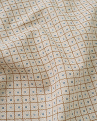 Blue Wavy Lattice Custom Printed Linen Cotton Blend